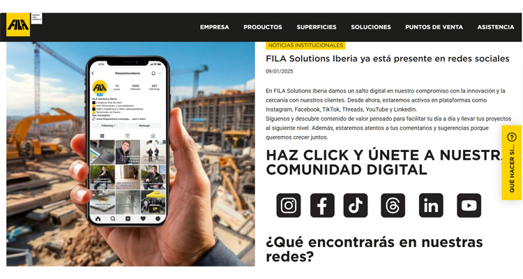 FILA Solutions Iberia, presente en las redes sociales